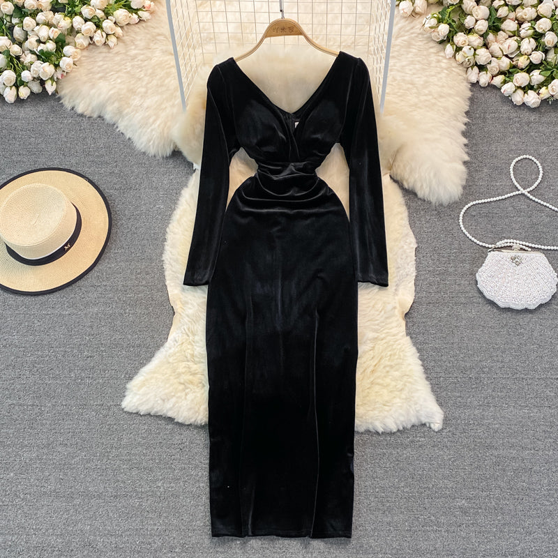 Sexy V Neck Long Sleeve Dress RF0253