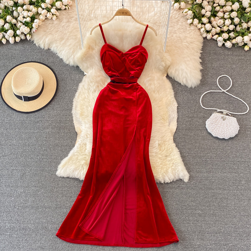 Sexy Velvet Long Dress Fashion Dress RF0244