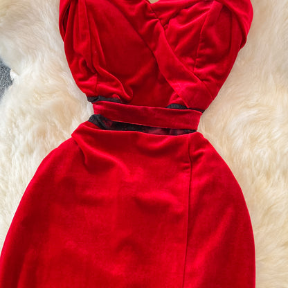Sexy Velvet Long Dress Fashion Dress RF0244