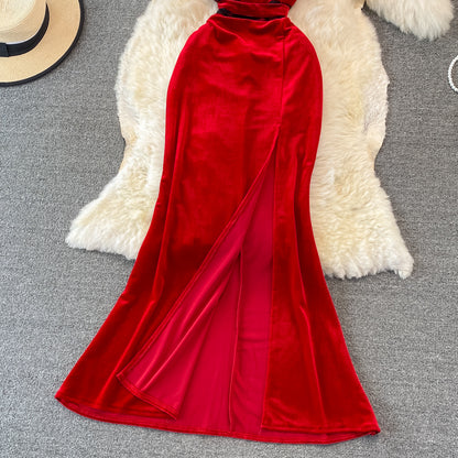 Sexy Velvet Long Dress Fashion Dress RF0244