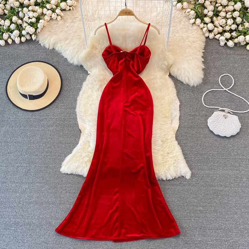 Sexy Velvet Long Dress Fashion Dress RF0244