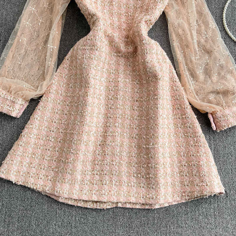 Pink A Line Long Sleeve Dress Fashion Dress RF0235
