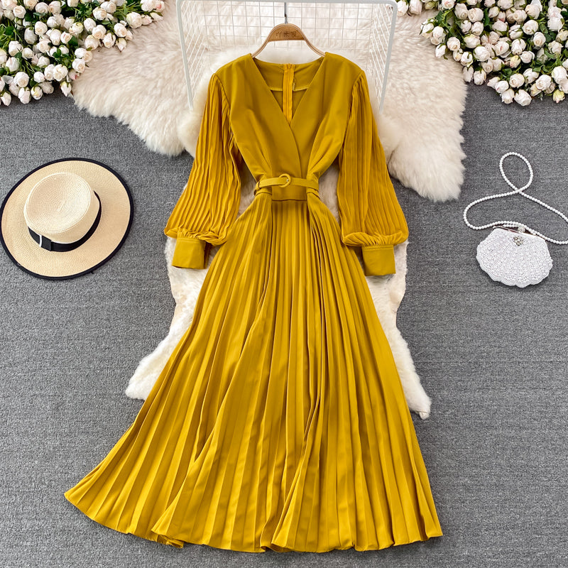 Elegant V Neck Long Sleeve Dress A Line Fashion Dress RF0228