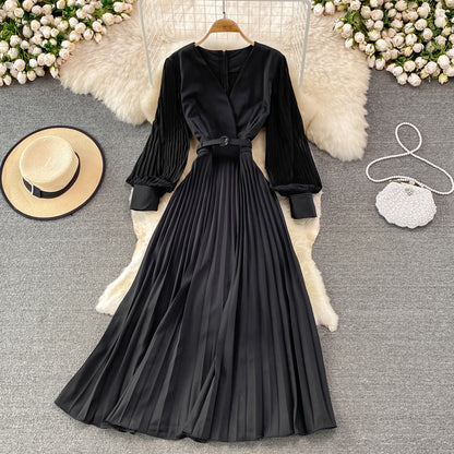 Elegant V Neck Long Sleeve Dress A Line Fashion Dress RF0228