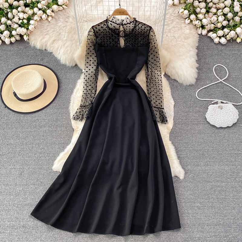 Elegant A Line Long Sleeve Dress See Through Dress RF0227