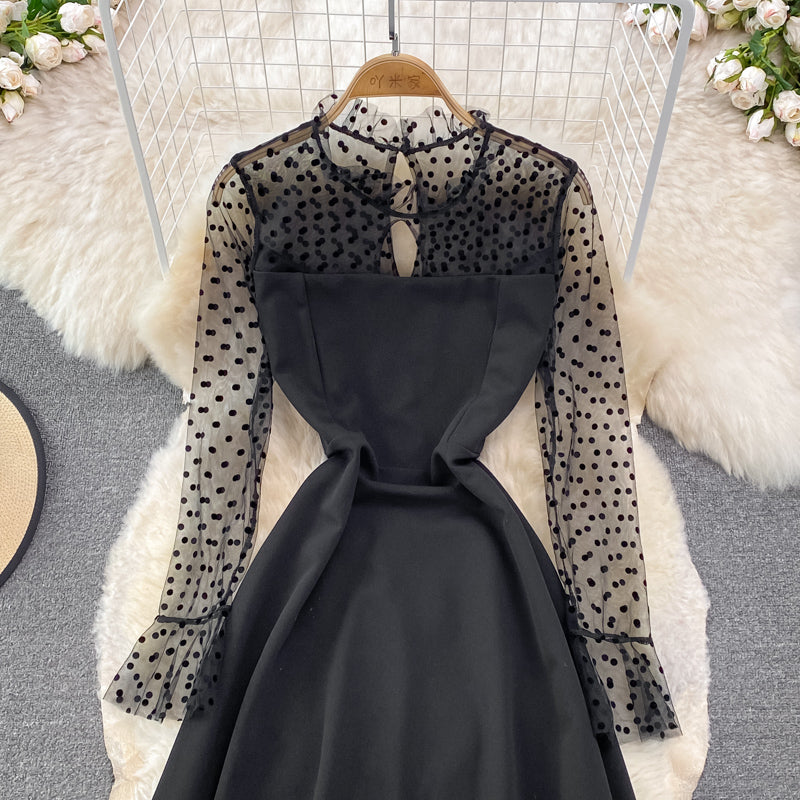 Elegant A Line Long Sleeve Dress See Through Dress RF0227