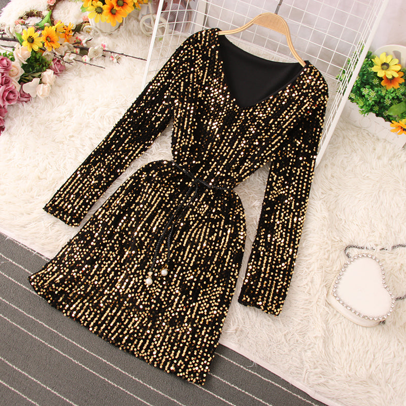 Shiny Sequins Short Dress Fashion Dress RF0224