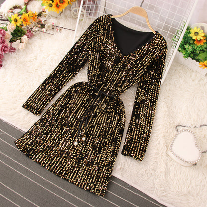 Shiny Sequins Short Dress Fashion Dress RF0224