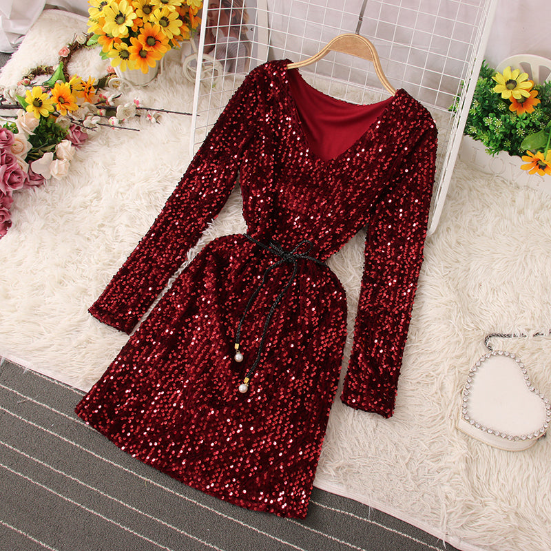 Shiny Sequins Short Dress Fashion Dress RF0224