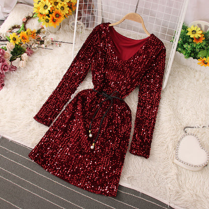 Shiny Sequins Short Dress Fashion Dress RF0224