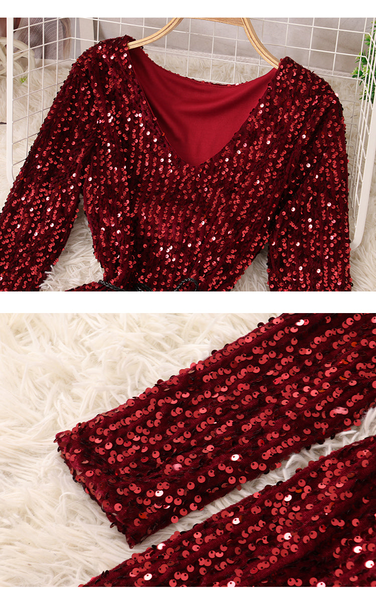 Shiny Sequins Short Dress Fashion Dress RF0224