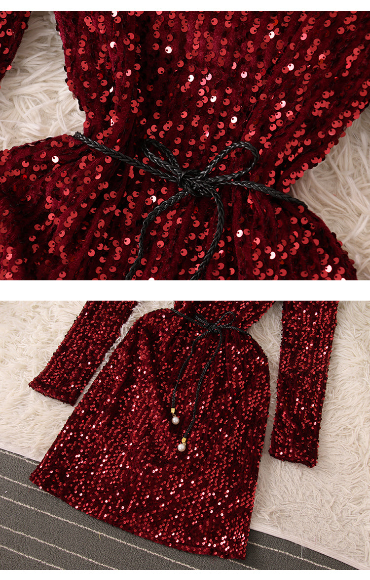 Shiny Sequins Short Dress Fashion Dress RF0224
