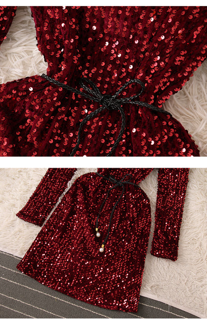Shiny Sequins Short Dress Fashion Dress RF0224