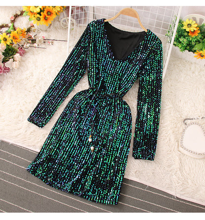 Shiny Sequins Short Dress Fashion Dress RF0224