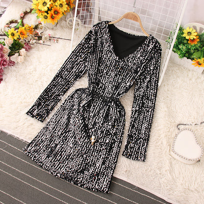 Shiny Sequins Short Dress Fashion Dress RF0224