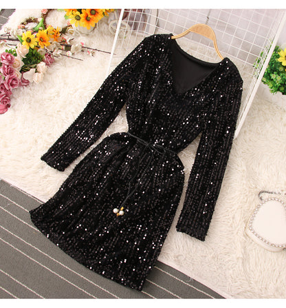 Shiny Sequins Short Dress Fashion Dress RF0224