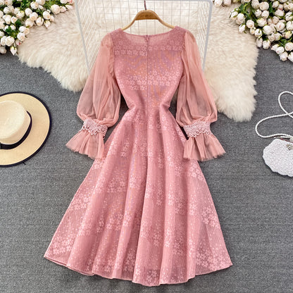 Cute Lace Pearl Dress A Line Fashion Dress RF0223
