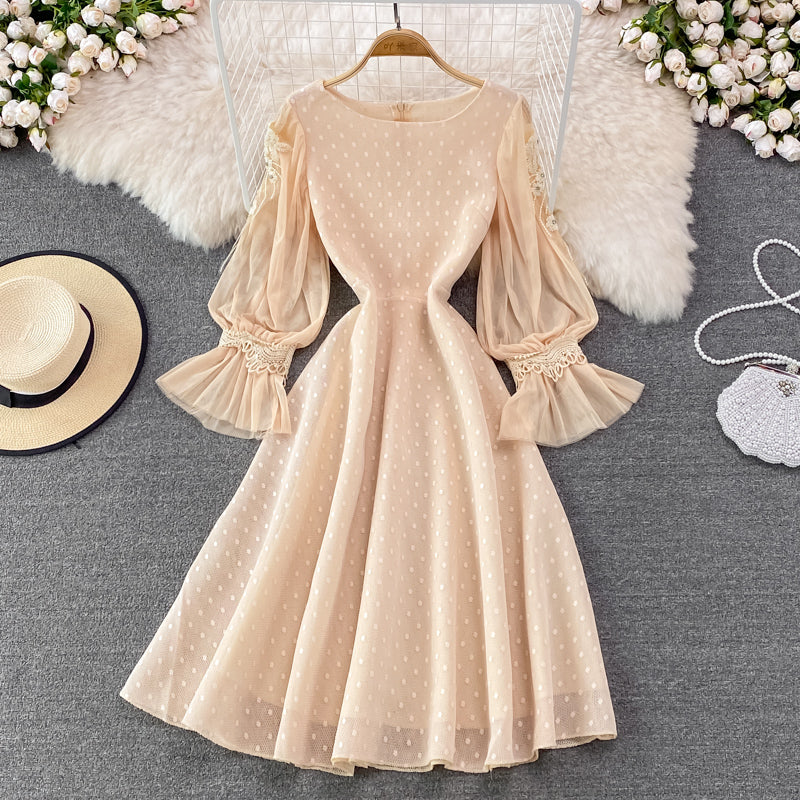Cute Lace Long Sleeve Dress A Line Fashion Dress RF0222