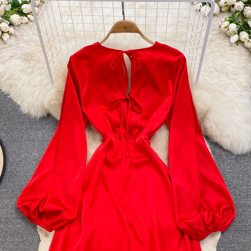 Red Chiffon Long A Line Dress Red Fashion Dress RF0221