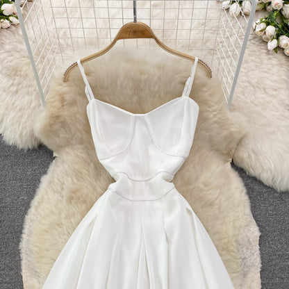 White Chiffon A Line Short Dress Fashion Dress RF0219
