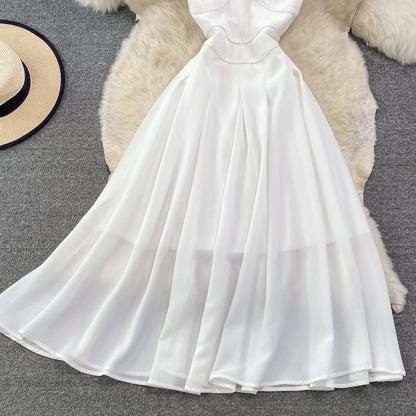 White Chiffon A Line Short Dress Fashion Dress RF0219