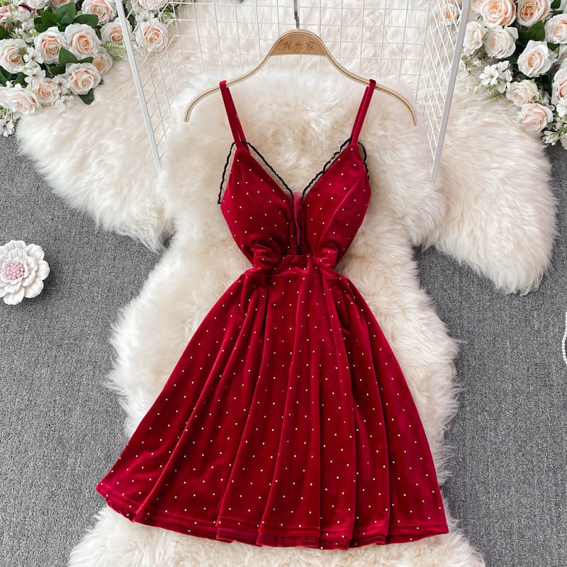 Sexy V Neck Short A Line Dress Fashion Dress RF0216