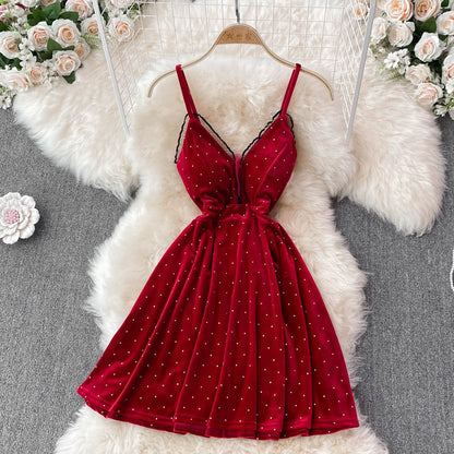 Sexy V Neck Short A Line Dress Fashion Dress RF0216