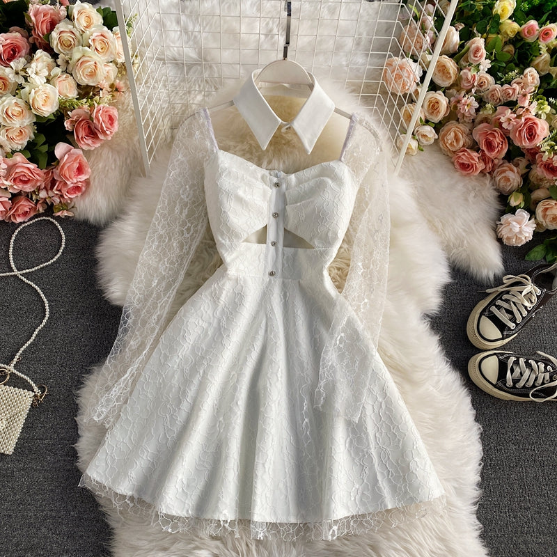 Sexy Lace Long Sleeve Dress A Line Fashion Dress RF0215