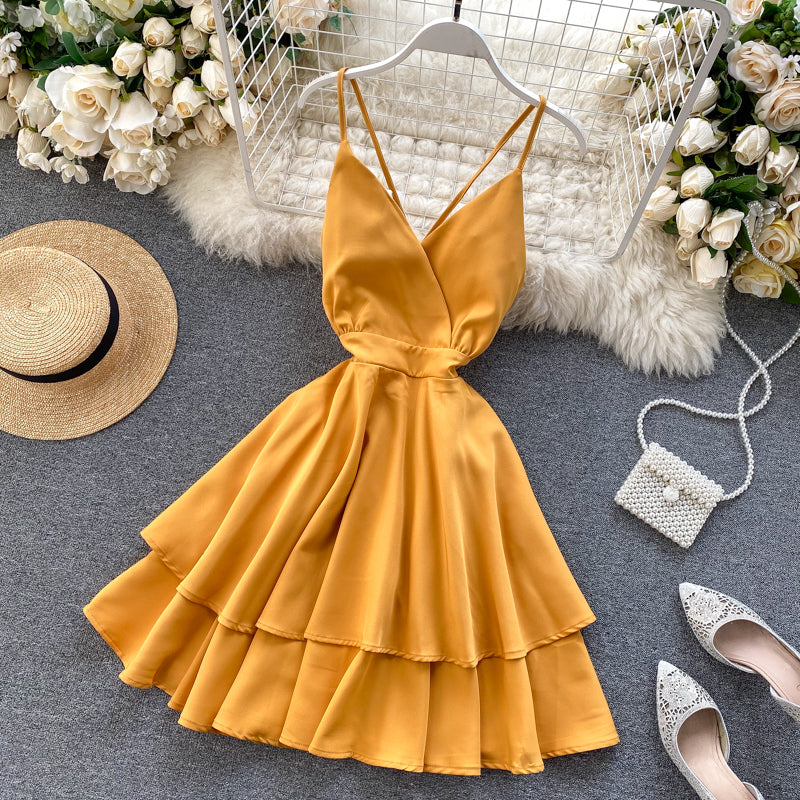 Cute V Neck Short Dress A Line Fashion Dresses RF0208