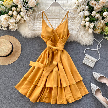 Cute V Neck Short Dress A Line Fashion Dresses RF0208