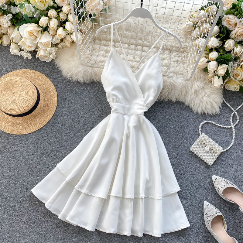 Cute V Neck Short Dress A Line Fashion Dresses RF0208
