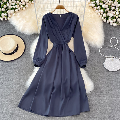 Simple V Neck Long Sleeve Dress Fashion Dress RF0206