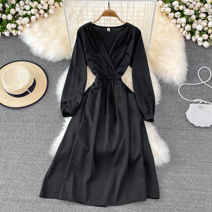 Simple V Neck Long Sleeve Dress Fashion Dress RF0206