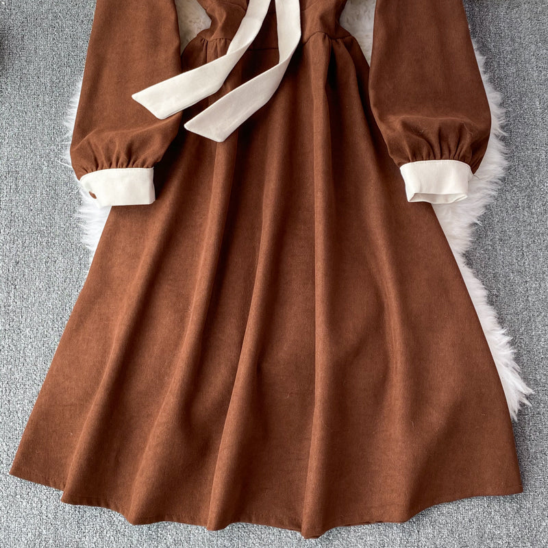 Sweet Corduroy Long Sleeve Dress Fashion Dress RF0194