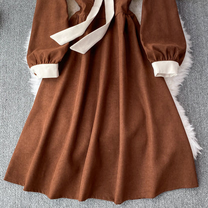 Sweet Corduroy Long Sleeve Dress Fashion Dress RF0194