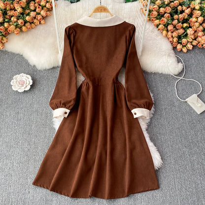 Sweet Corduroy Long Sleeve Dress Fashion Dress RF0194