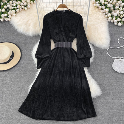 Elegant Velvet Long Sleeve Dress Fashion Dress RF0191
