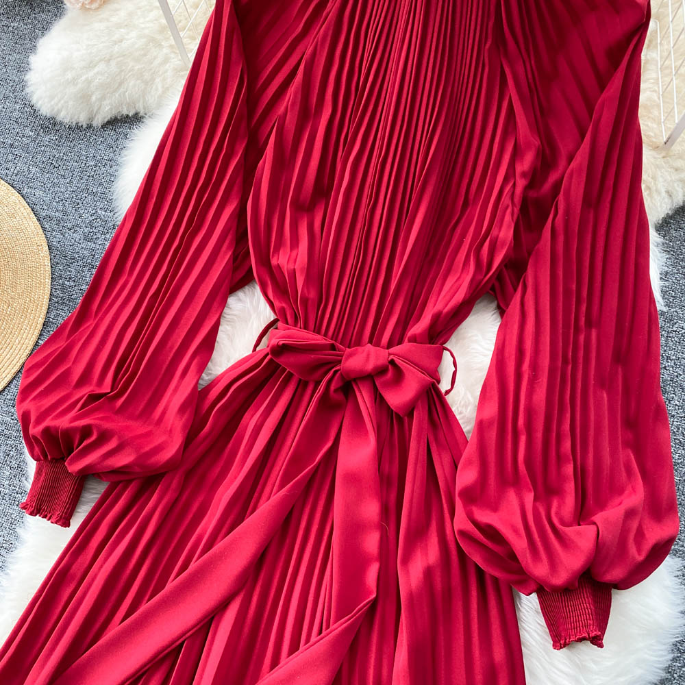 Simple Chiffon Long Sleeve Dress A Line Fashion Dress RF0187