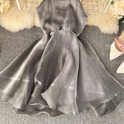 Gray Tulle Short Dress A Line Backless Dress RF0174