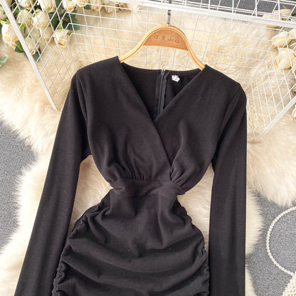 Sexy V-neck Drawstring Dress Fashion Dress RF0173