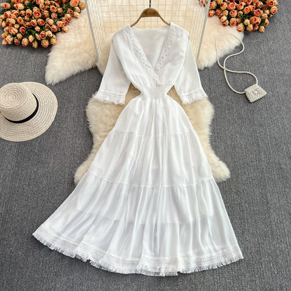 Cute V-neck Fringed Dress A Line Fashion Dress RF0172