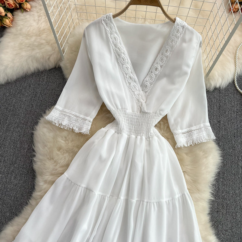 Cute V-neck Fringed Dress A Line Fashion Dress RF0172