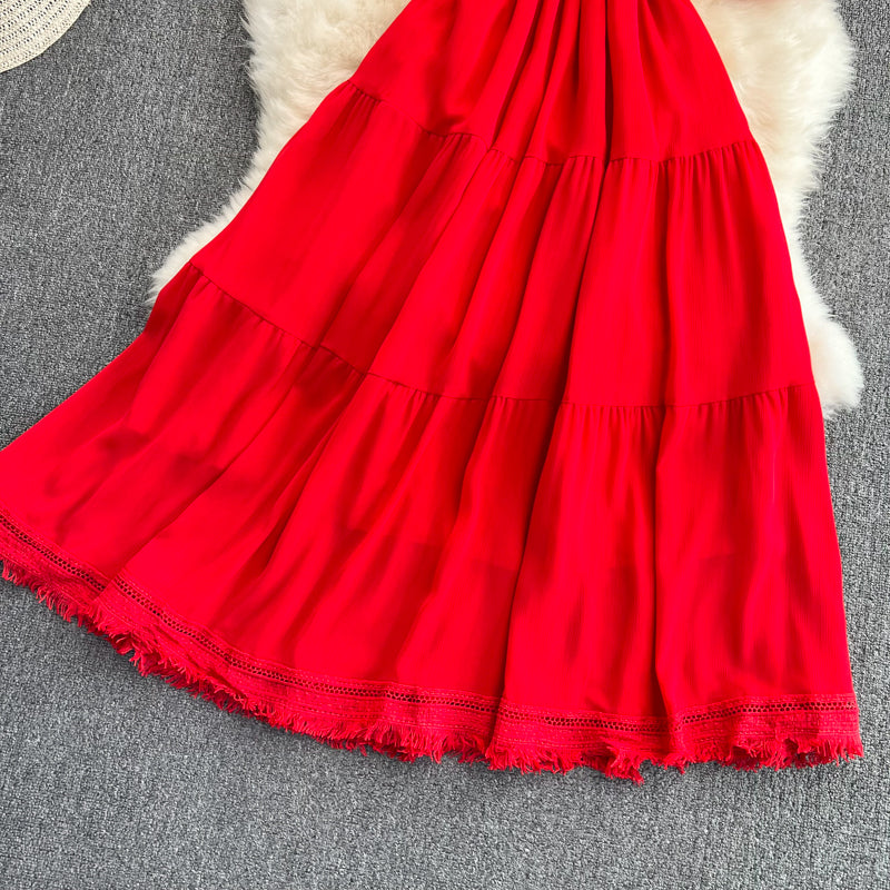 Cute V-neck Fringed Dress A Line Fashion Dress RF0172