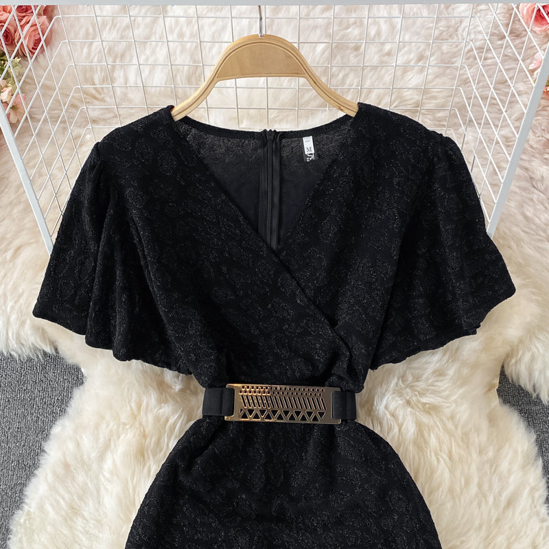 Stylish V Neck Short Dress Fashion Women Dress RF0165