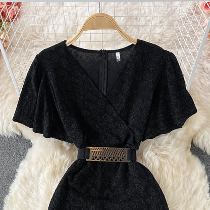 Stylish V Neck Short Dress Fashion Women Dress RF0165