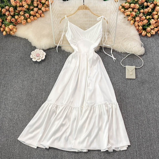 Simple V Neck Short White Dress Fashion Girls Dress RF0164