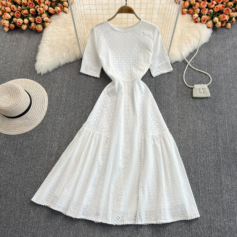 Sweet Lace Short A Line Dress White Fashion Dress RF0162
