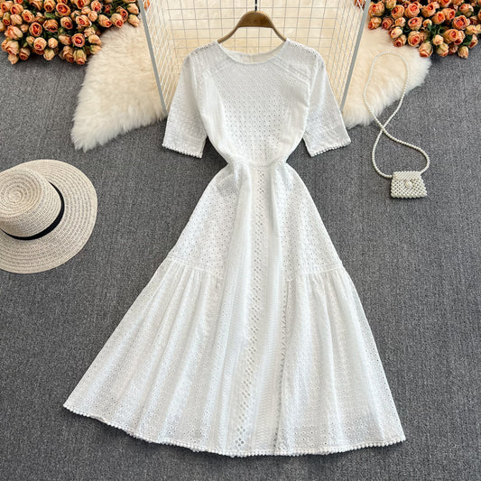 Sweet Lace Short A Line Dress White Fashion Dress RF0162