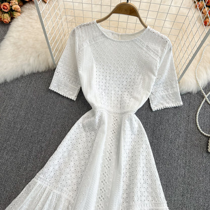 Sweet Lace Short A Line Dress White Fashion Dress RF0162
