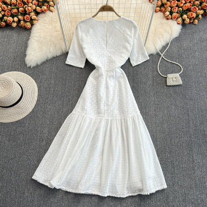 Sweet Lace Short A Line Dress White Fashion Dress RF0162